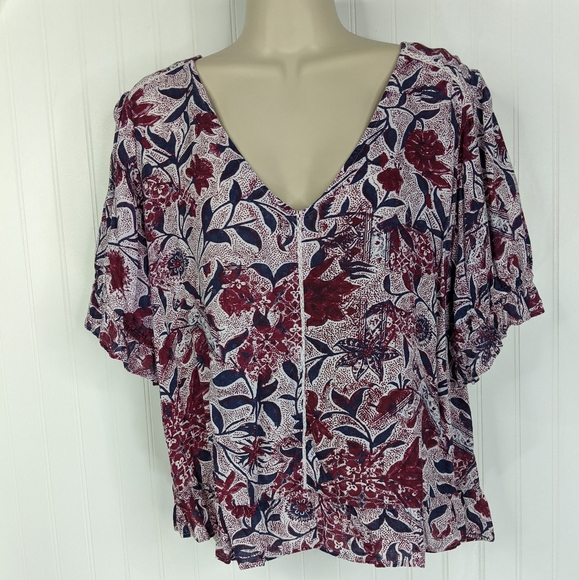 LUCKY BRAND Gauzy Floral Top Sz L - Picture 4 of 13